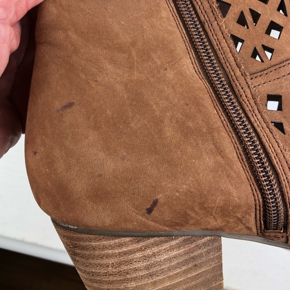 Franco Sarto Suede Perforanted Open Toe Booties - Picture 6 of 8